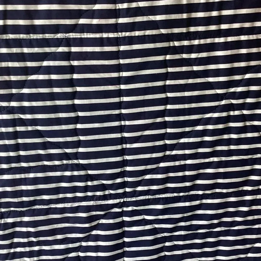 NWT. Hand Crafted Pink and Black Striped With Roses Floral Quilt